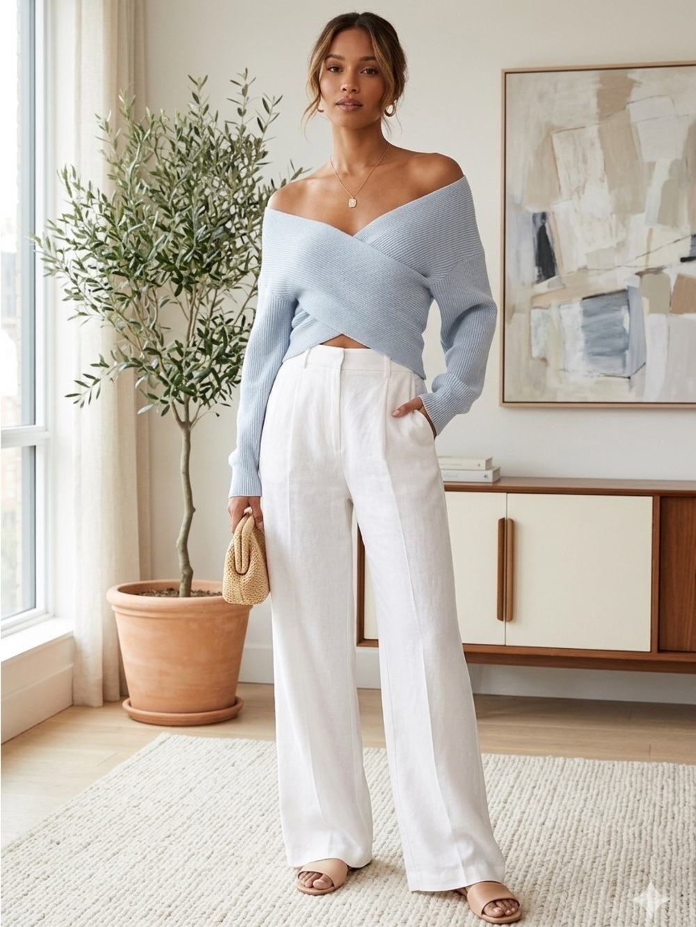 Petal and Pup Langton  Knit
Sweater Pale Blue Iff the Shoulder Size M/L